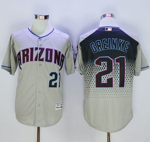 Diamondbacks #21 Zack Greinke Gray/Capri New Cool Base Stitched MLB Jersey - Click Image to Close